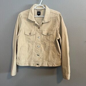 GAP Tan Cream Corduroy Button Up Jacket Women's Size Large